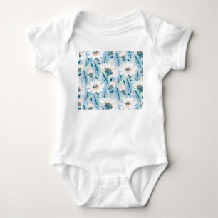 Body Para Bebê Vintagem Floral Pintada À Mão Negra