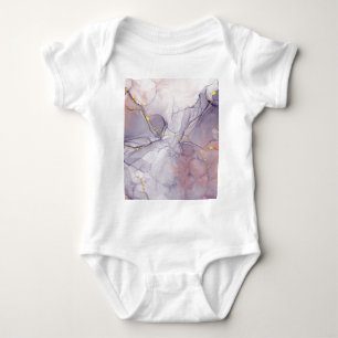 Body Para Bebê Violeta e Dourado Marble