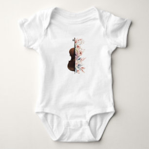 Body Para Bebê Violino com flores.