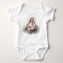 Body Para Bebê Virgin Mary & Baby Jesus – Pastel Watercolor Sacre