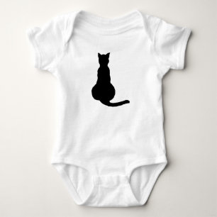 Body Para Bebê Visão Traseira De Uma Silhueta Preta De Gato Insub