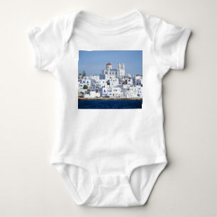 Body Para Bebê Vista da Ilha de Noussa da Aldeia Paros