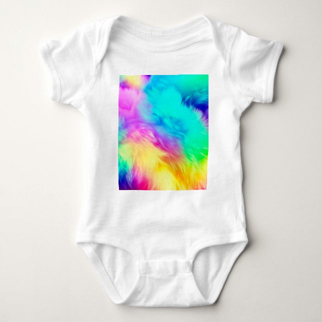 Body Para Bebê Vivid Rainbow Fluffy Fur Texture-75201 (Frente)