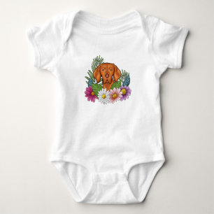 Body Para Bebê Vizsla Dog Húngaro E Flores Florais De Verão