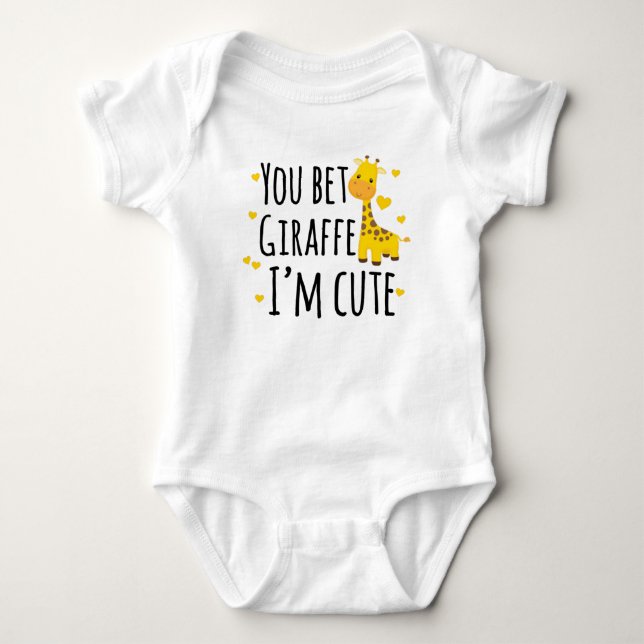 Body Para Bebê Você apostar que eu sou linda, girafa engraçada (Frente)