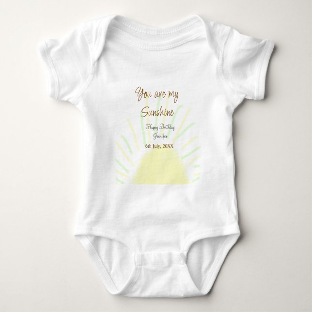 Body Para Bebê Você é meu aniversário de pastel amarelo sunshine (Frente)