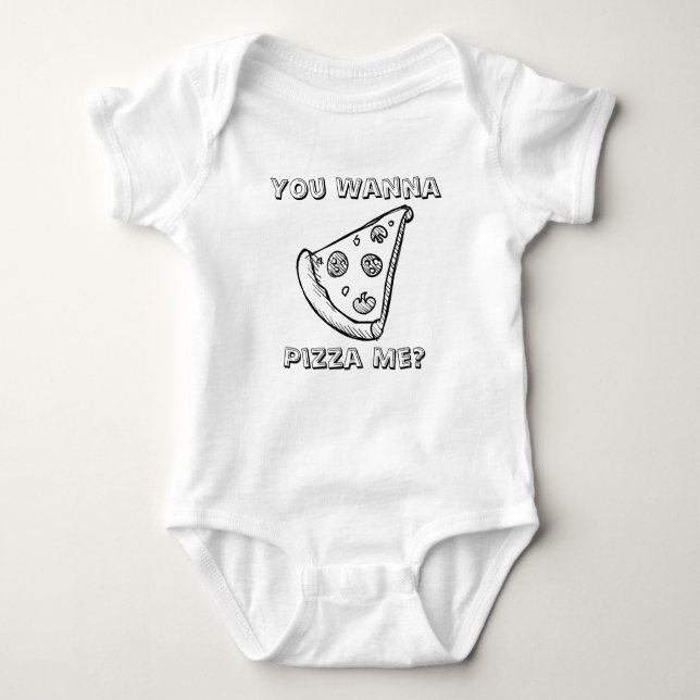 Body Para Bebê Você quer uma pizza mim - Romper do bebê da (Frente)