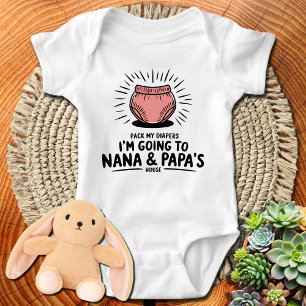 Body Para Bebê Vou à casa de Nana e papai, vovô engraçado