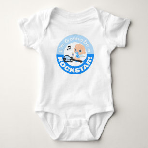 Body Para Bebê Vou ser um Cavaleiro da Criança Azul Rockstar
