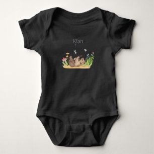 Body Para Bebê Waldtier Bear Flowers Nome Kian