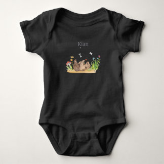 Body Para Bebê Waldtier Bear Flowers Nome Kian