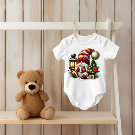 Body Para Bebê Warm Christmas Gnome Baby Bodysuit