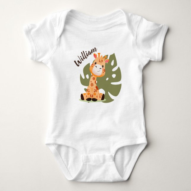 Body Para Bebê Watercolor Baby Giraffe, Safari (Frente)
