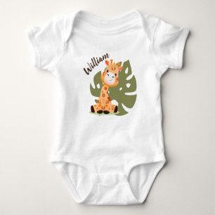 Body Para Bebê Watercolor Baby Giraffe, Safari Animals