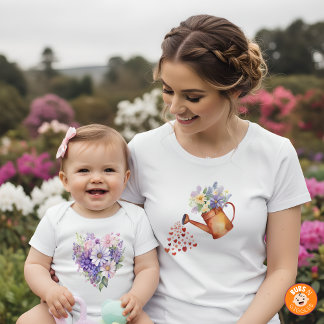 Body Para Bebê Watercolor Blooming Heart Floral Matching Outfit