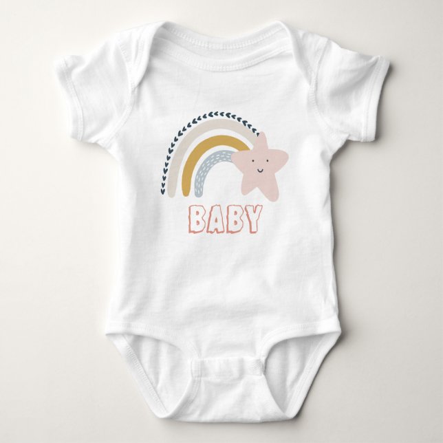 Body Para Bebê Watercolor Boho Rainbow Baby (Frente)