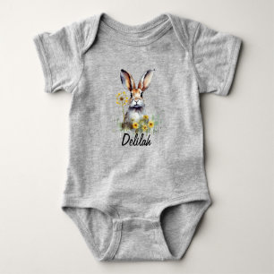 Body Para Bebê Watercolor Bunny Dandelion Baby Jersey