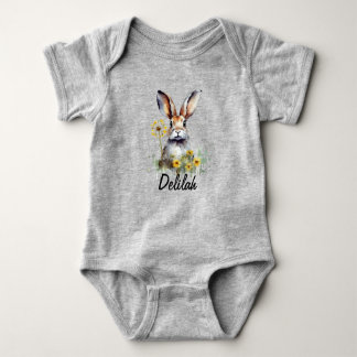 Body Para Bebê Watercolor Bunny Dandelion Baby Jersey