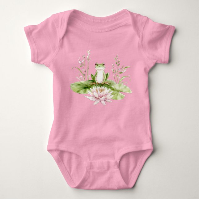 Body Para Bebê Watercolor Green Frog  (Frente)