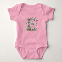 Body Para Bebê Watercolor Greenery Fairies Monograma - Letra E