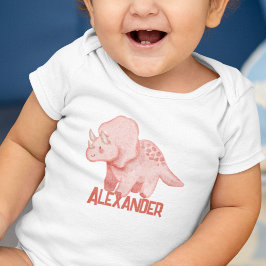 Body Para Bebê Watercolor Triceratops Dinossaur Nome de Crianças