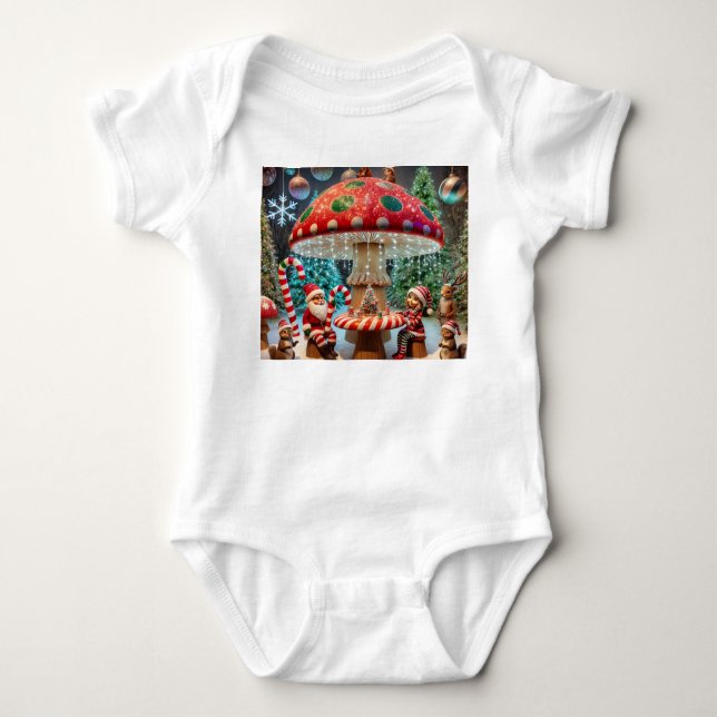 Body Para Bebê Whimsby Christmas Mushroom Baby Jersey (Frente)