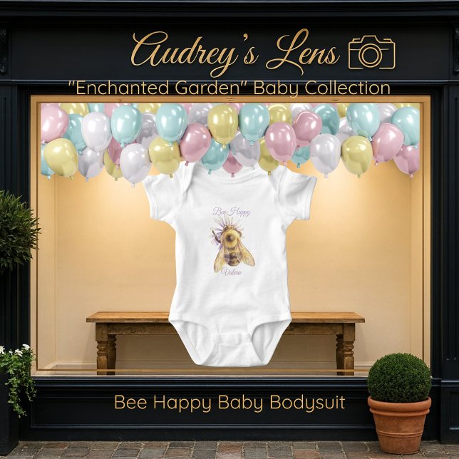 Body Para Bebê Whimsical Bumblebee & Wildflowers "Bee Happy" (Criador carregado)