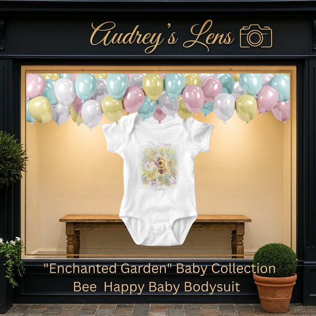 Body Para Bebê Whimsical Bumblebee & Wildflowers "Bee Happy" (Criador carregado)