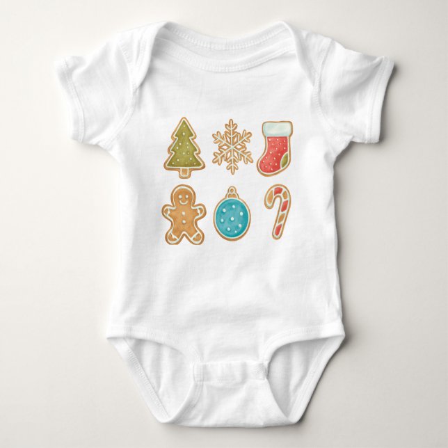 Body Para Bebê Whimsical Christmas Cookie Icons (Frente)