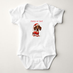 Body Para Bebê Whimsical Christmas Dachshund