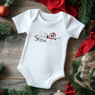 Body Para Bebê Whimsical Let It Snow Penguin Snowman   Natal