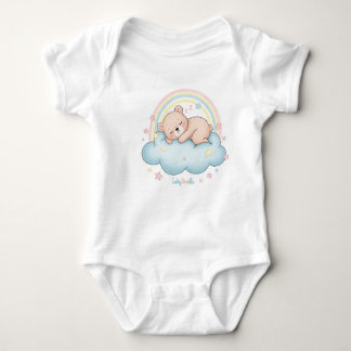 Body Para Bebê Whimsical Sleeping Bear on Cloud Baby Bodysuit 