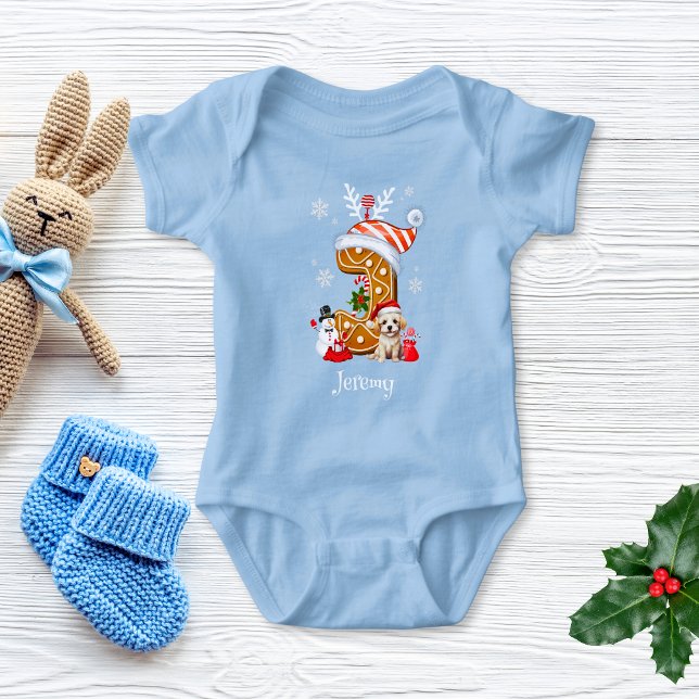 Body Para Bebê Whimssic Christmas Gingerbird - Letra J Boy (Criador carregado)