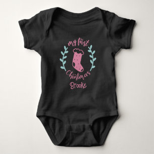 Body Para Bebê Whimycolor - Meu Primeiro Nome De Natal Bebê