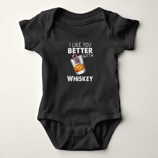 Body Para Bebê Whiskey Lover | Eu Gosto Mais De Você Com Whiskey (Frente)