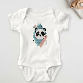 Body Para Bebê White Baby Bodysuit with Cute Panda