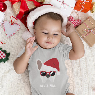 Body Para Bebê White Buldogue White de Natal Bebê Bodyfato