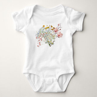 Body Para Bebê White Floral Baby Girl Bodysuit