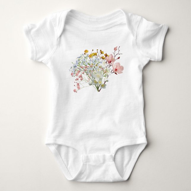 Body Para Bebê White Floral Baby Girl Bodysuit (Frente)