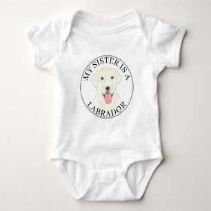 Body Para Bebê White Labrador Cachorro Grande Irmã