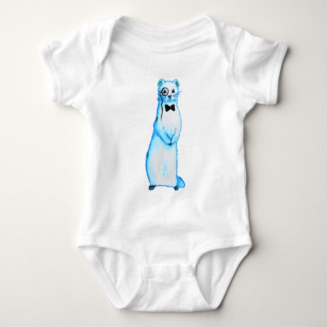 Body Para Bebê White Stoat Ermine Cute Ferret Arte (Frente)