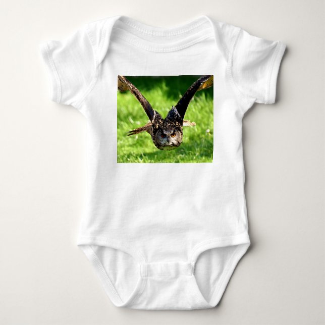 Body Para Bebê Wild Eagle Owl em Voo de Cheio (Frente)