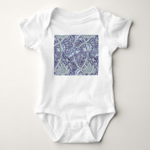 Body Para Bebê William Morris Windrush Padrão Floral Azul