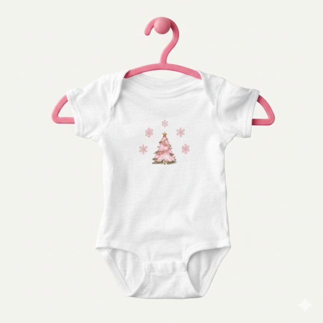 Body Para Bebê Winter Onederland Girl 1st Birthday Pink Snowflake (Criador carregado)