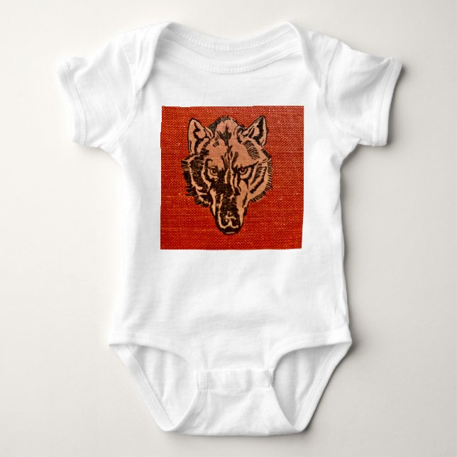 Body Para Bebê Wolf Head em Red (Frente)