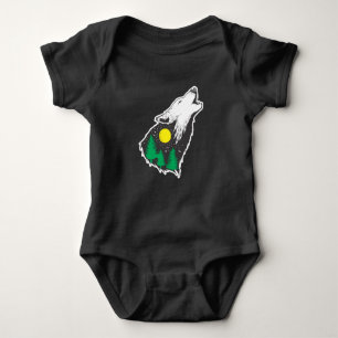 Body Para Bebê Wolf Moon Proteção do Ambiente Florestal