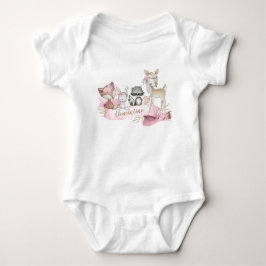 Body Para Bebê Woodland Animal Baby Girl Personalizada