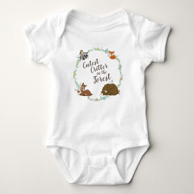 Body Para Bebê Woodland Animal Chá de fraldas (Frente)