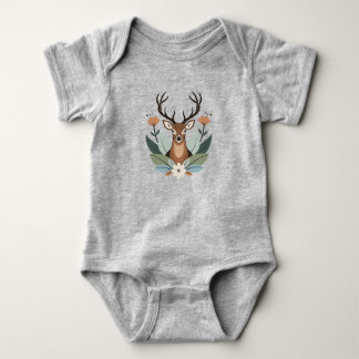 Body Para Bebê Woodland Harmony – Boho Deer Botanical Illustratio