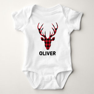Body Para Bebê Xadrez Buffalo Deer Head Family